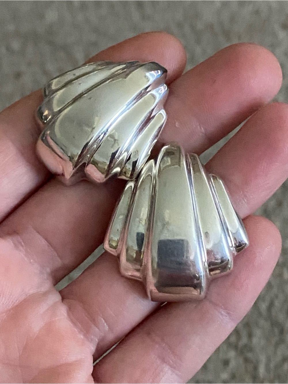 Vintage Sterling Silver Chunky Earrings 925